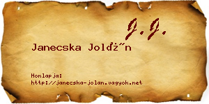 Janecska Jolán névjegykártya